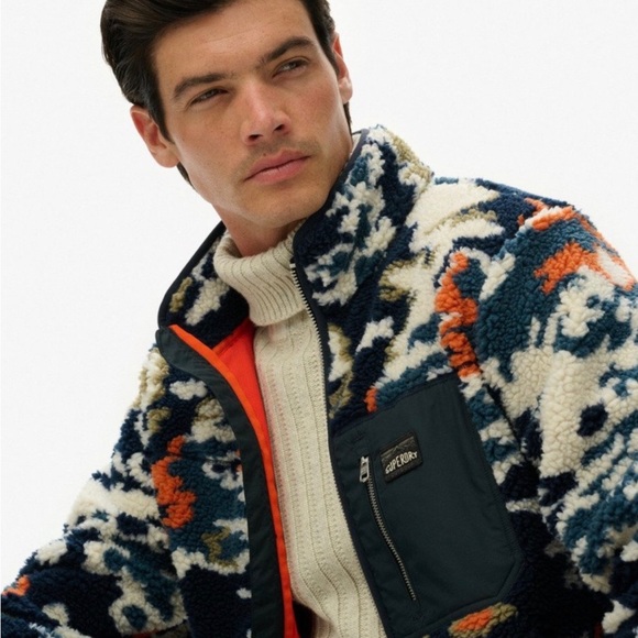 SuperDry: Printed Zip Through Fleece in Lichen Print - Brand New with Tags - Picture 2 of 8
